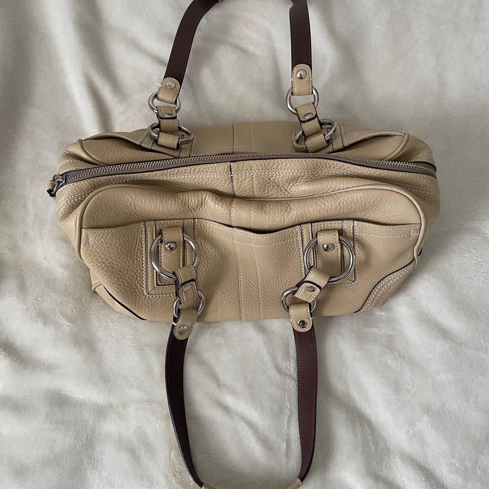 Beige Coach leather bag